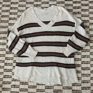 American Eagle Neutral Striped Sweater - Size Small